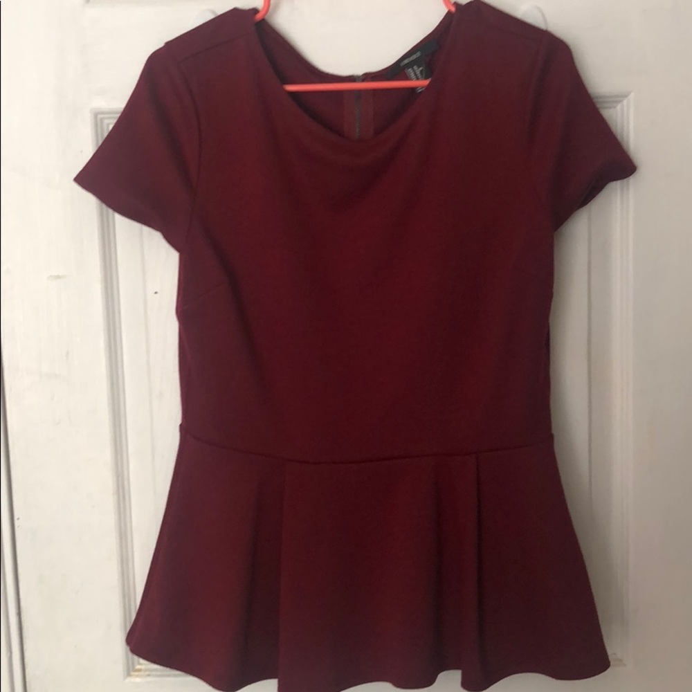Burgundy peplum top